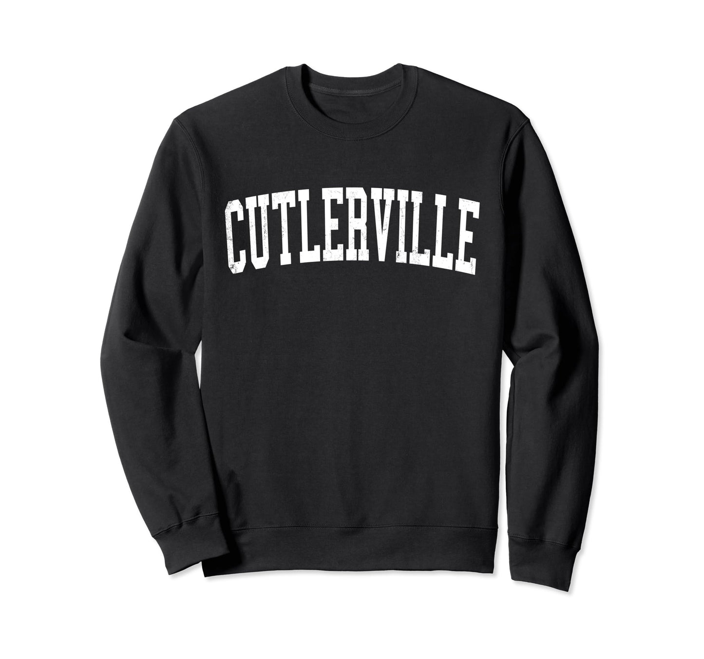 Cutlerville Mi Distressed White Sweatshirt - Minimalist Print Men Women - T-Shirt, Sweatshirt, Hoodie
