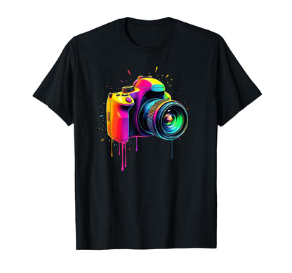 Photography Colorful Camera Dripping T-Shirt - Graphic Print Unisex - T-Shirt, Sweatshirt, Hoodie