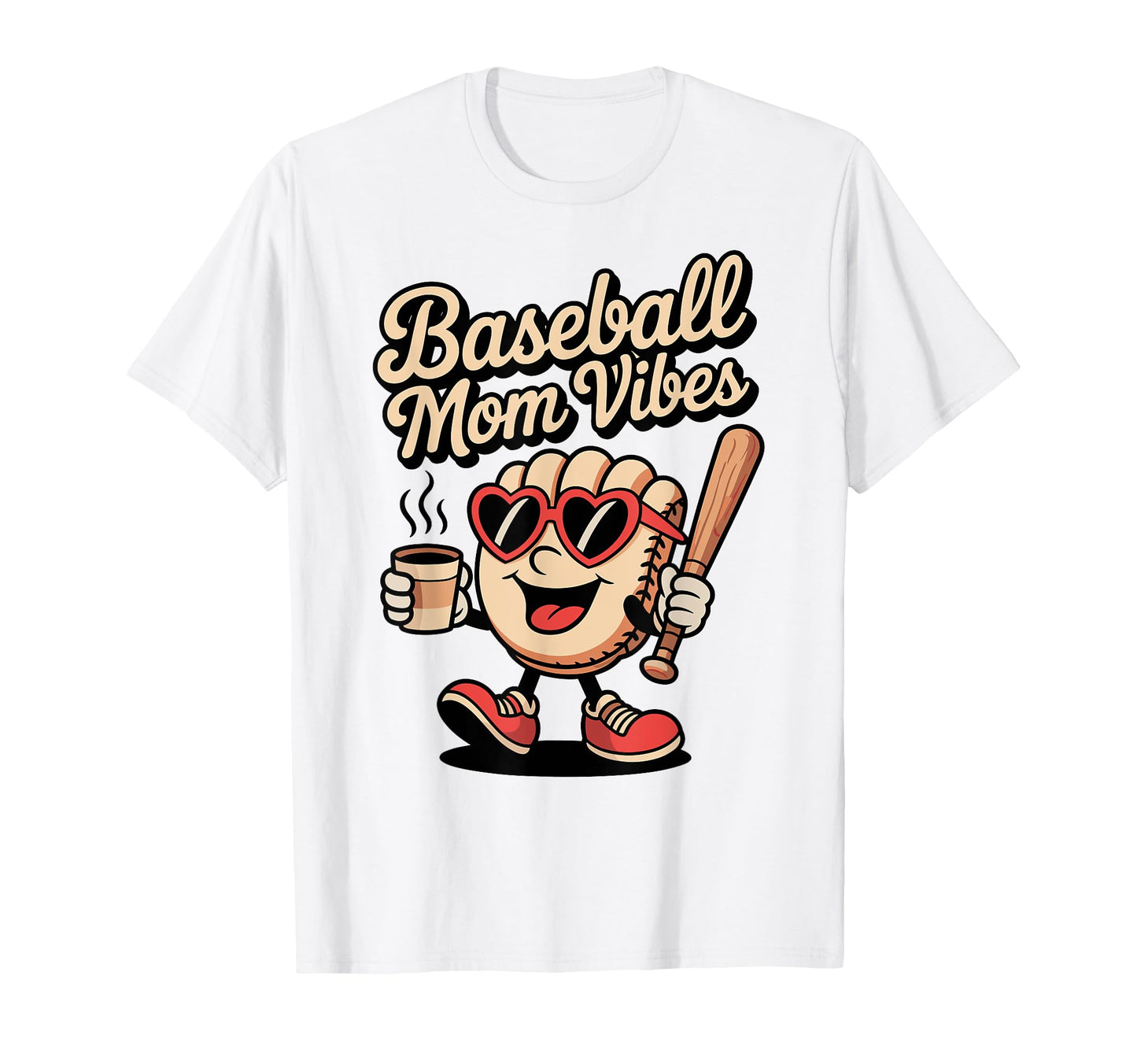Fun Baseball Mom Vibes Mitt Sunglasses T-Shirt - Unique Graphic for Adults - T-Shirt, Sweatshirt, Hoodie