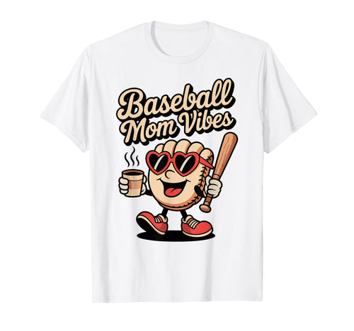 Fun Baseball Mom Vibes Mitt Sunglasses T-Shirt - Unique Graphic for Adults - T-Shirt, Sweatshirt, Hoodie