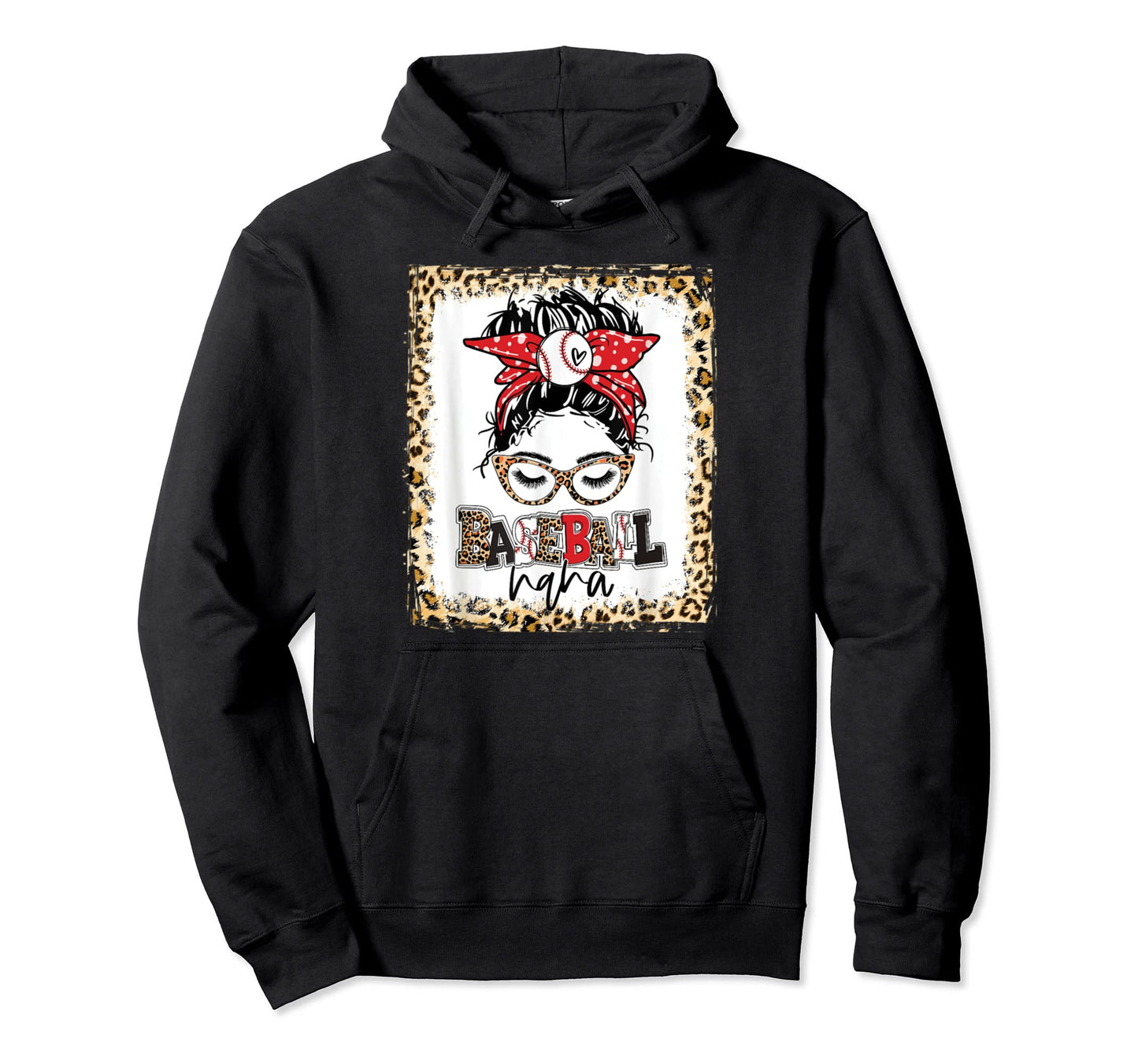 Bleached Baseball Nana Messy Bun Hoodie - Fun Novelty Design Men Women - T-Shirt, Sweatshirt, Hoodie