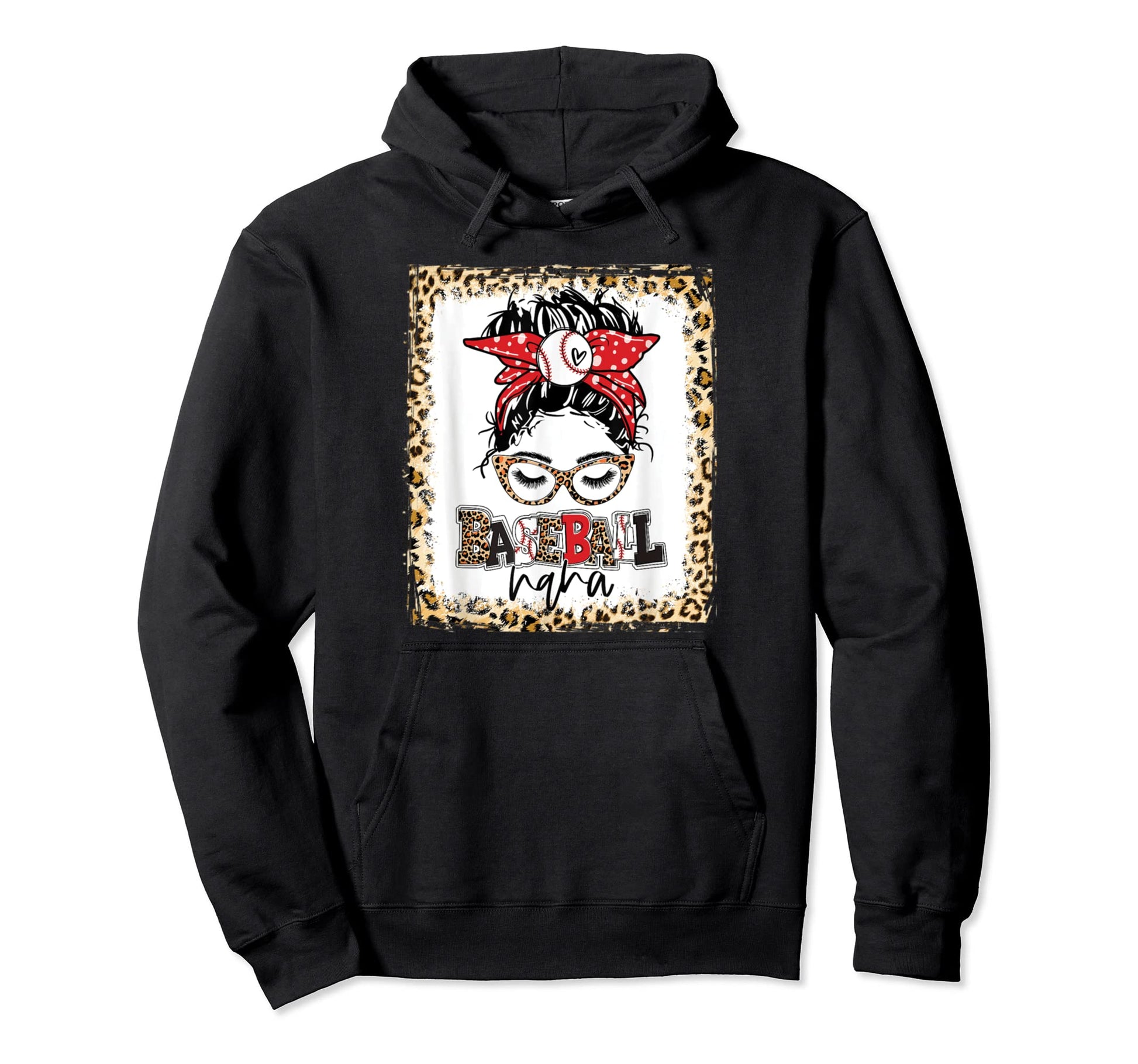 Bleached Baseball Nana Messy Bun Hoodie - Fun Novelty Design Men Women - T-Shirt, Sweatshirt, Hoodie