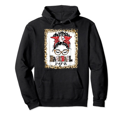 Bleached Baseball Nana Messy Bun Hoodie - Fun Novelty Design Men Women - T-Shirt, Sweatshirt, Hoodie