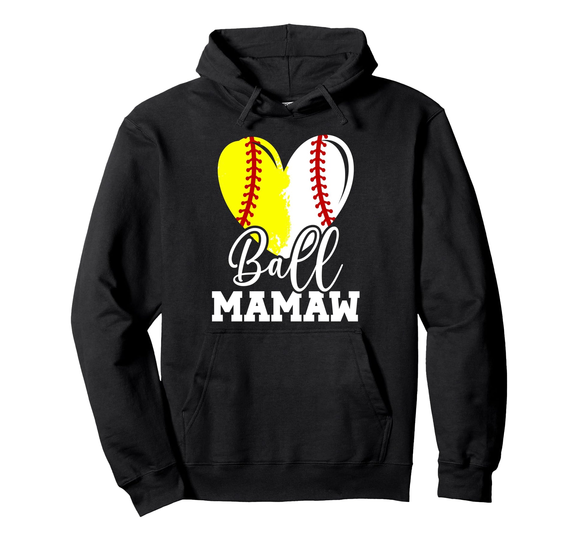 Ball Mamaw Heart Baseball Softball Hoodie - Custom Art Print Men Women - T-Shirt, Sweatshirt, Hoodie