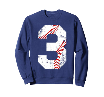 Baseball 3 Jersey Number Sweatshirt - Custom Art Print Unisex - T-Shirt, Sweatshirt, Hoodie