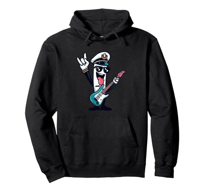 Funny Cartoon Captain Guitar Player Hoodie - Novelty Apparel Men Women - T-Shirt, Sweatshirt, Hoodie