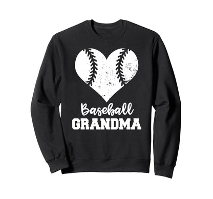 Baseball Grandma Heart Funny Sweatshirt - Novelty Apparel for Adults - T-Shirt, Sweatshirt, Hoodie