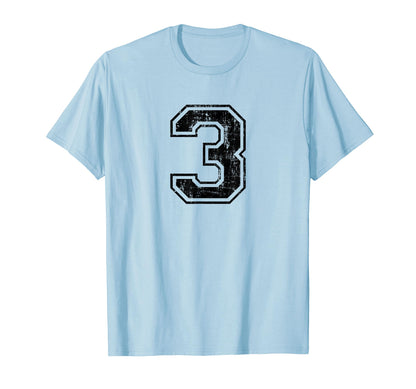 Number 3 Three Varsity Distressed T-Shirt - Aesthetic Graphic Men Women - T-Shirt, Sweatshirt, Hoodie