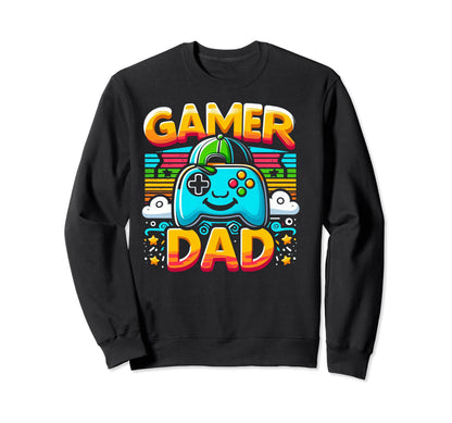 Gamer Dad Game Controller Gaming Sweatshirt - Aesthetic Graphic Men Women - T-Shirt, Sweatshirt, Hoodie