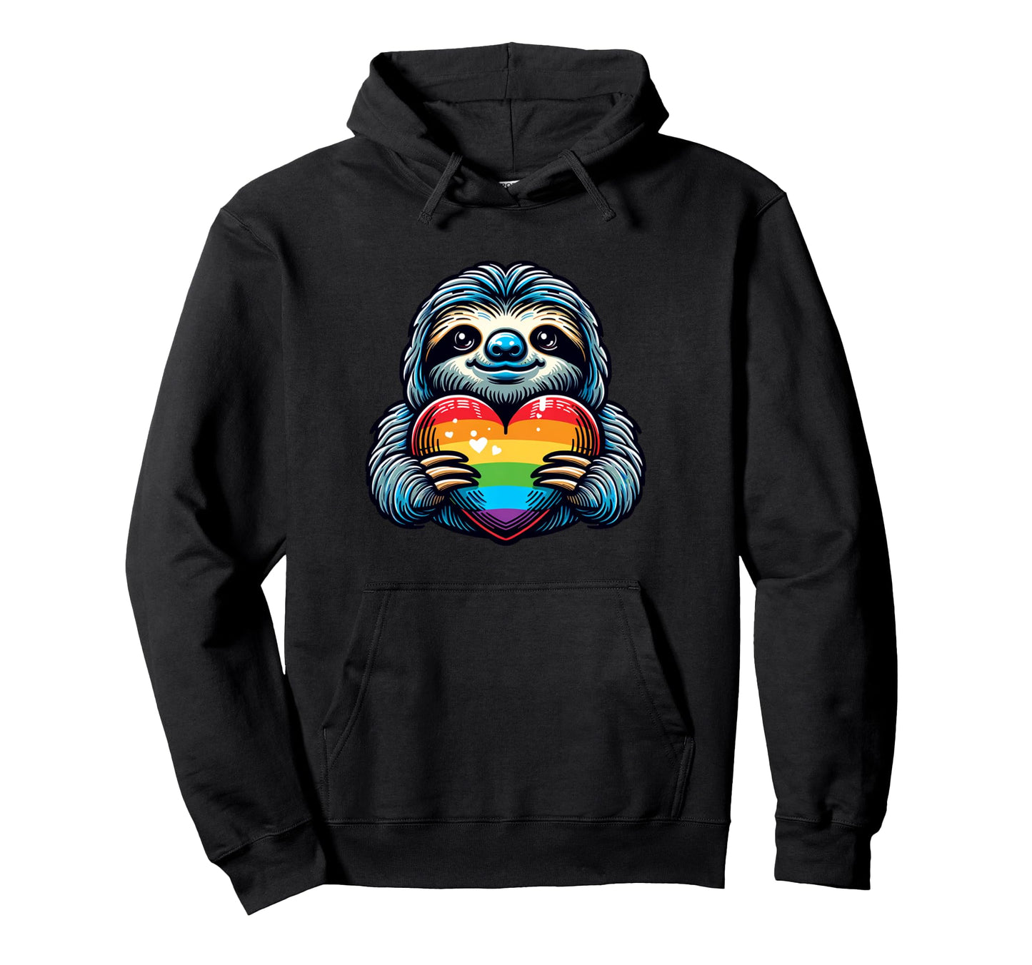 Sloth Gay Pride Rainbow Heart Trendy Hoodie - Minimalist Print Unisex - T-Shirt, Sweatshirt, Hoodie