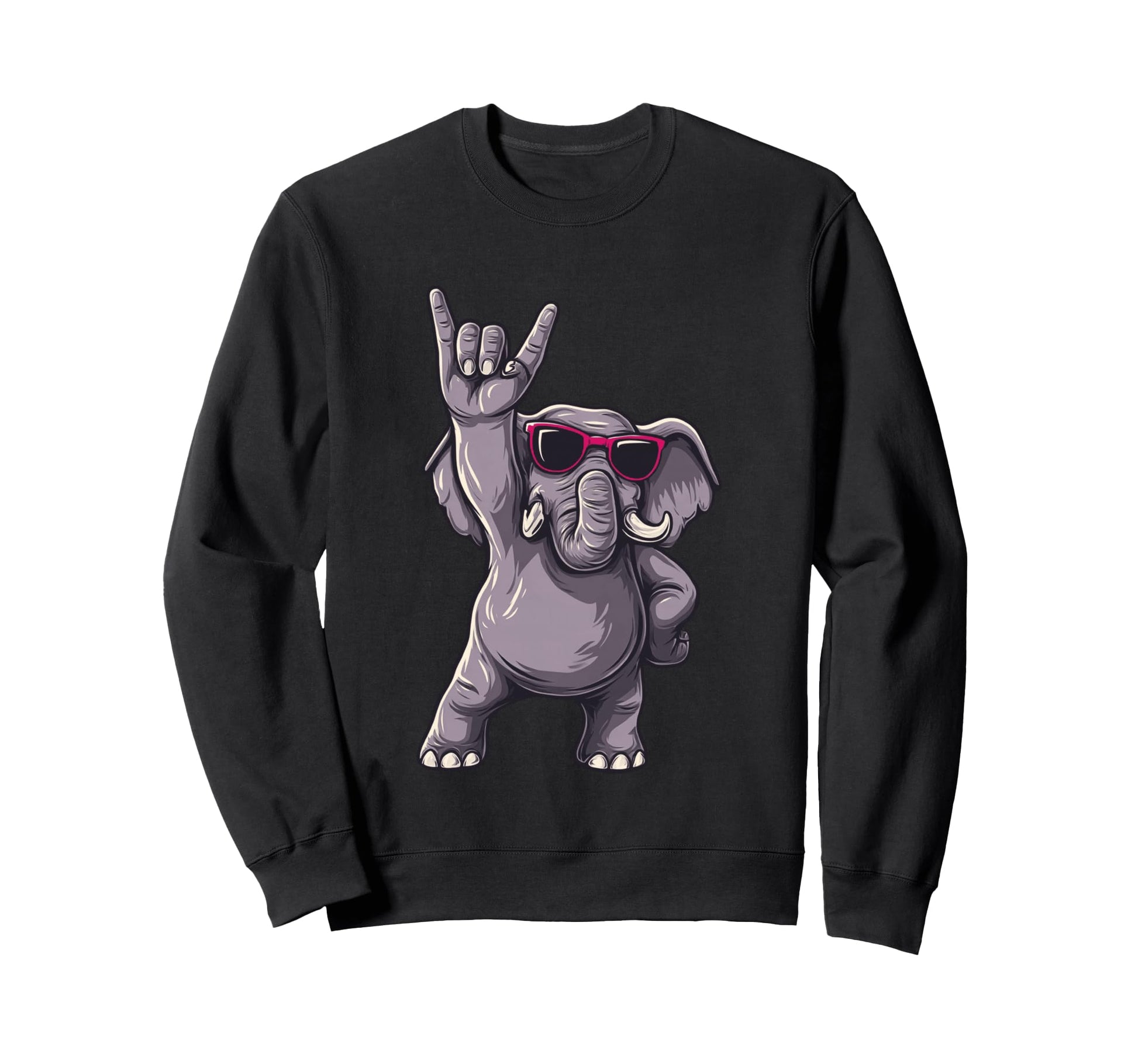 Elephant Rock Hand Sign Punk Wildlife Sweatshirt - Streetwear Style Unisex - T-Shirt, Sweatshirt, Hoodie