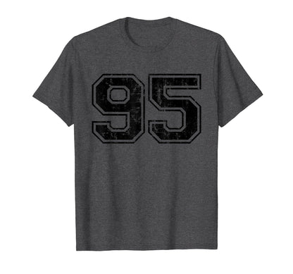 Number 95 Varsity Distressed Sport Team T-Shirt - Aesthetic Graphic Unisex - T-Shirt, Sweatshirt, Hoodie
