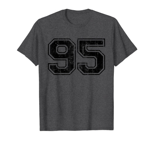 Number 95 Varsity Distressed Sport Team T-Shirt - Aesthetic Graphic Unisex - T-Shirt, Sweatshirt, Hoodie