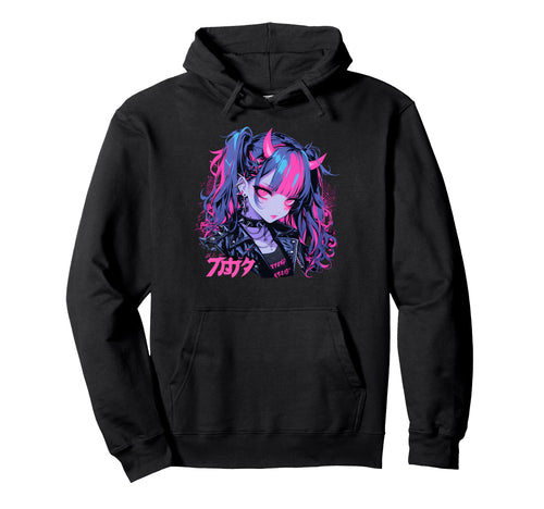 Goth Grunge Demon Anime Waifu Horror Alt Hoodie - Graphic Print Men Women - T-Shirt, Sweatshirt, Hoodie