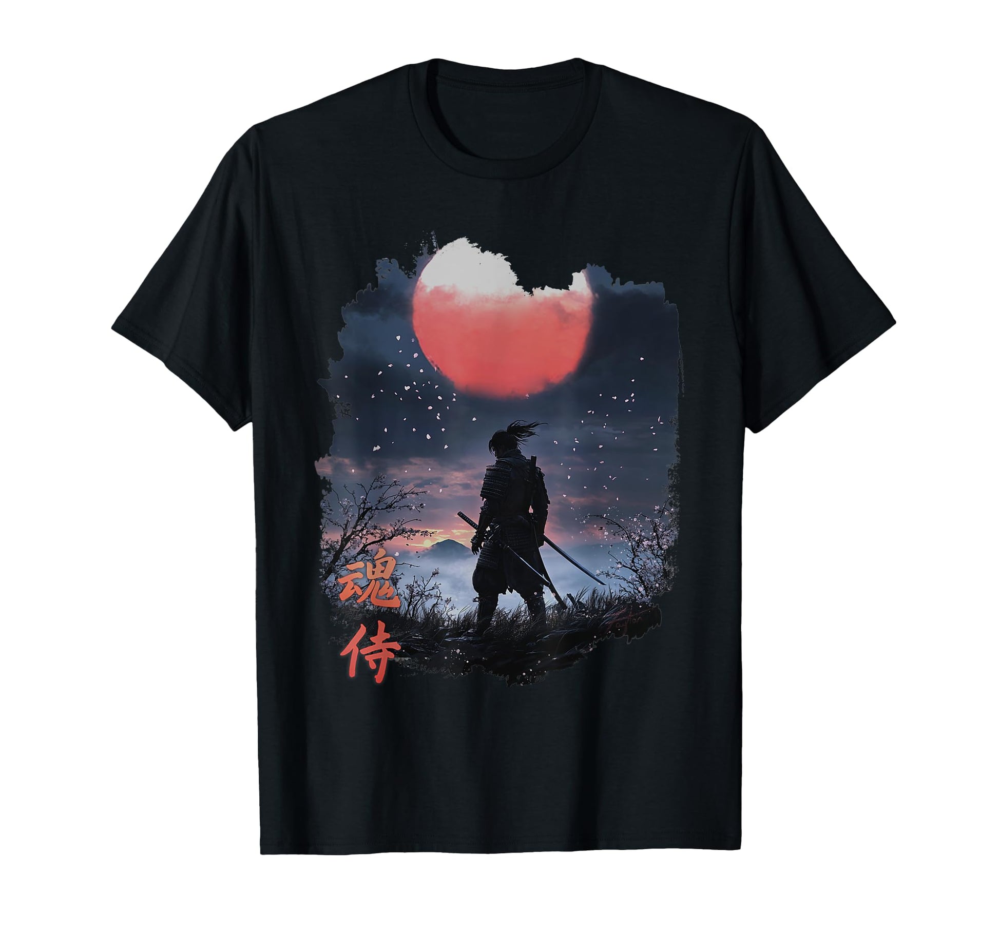 Samurai Moon Japanese Vibes Vaporwave T-Shirt - Unique Graphic Men Women - T-Shirt, Sweatshirt, Hoodie
