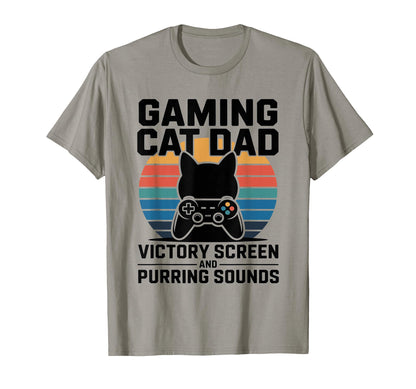 Gaming Cat Dad Victory Screen And T-Shirt - Minimalist Print for Adults - T-Shirt, Sweatshirt, Hoodie