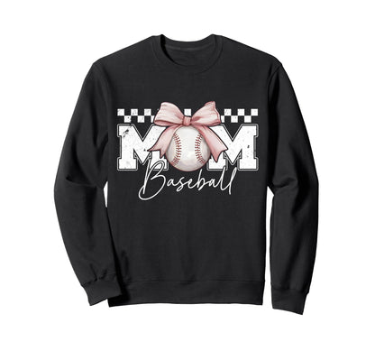 Mothers Day Baseball Coquette Bow Sweatshirt - Casual Everyday Wear Unisex - T-Shirt, Sweatshirt, Hoodie