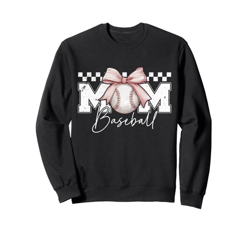 Mothers Day Baseball Coquette Bow Sweatshirt - Casual Everyday Wear Unisex - T-Shirt, Sweatshirt, Hoodie