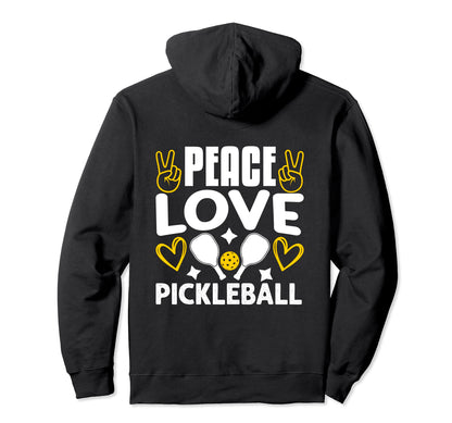 Peace Love Pickleball Hoodie - Custom Art Print for Adults - T-Shirt, Sweatshirt, Hoodie