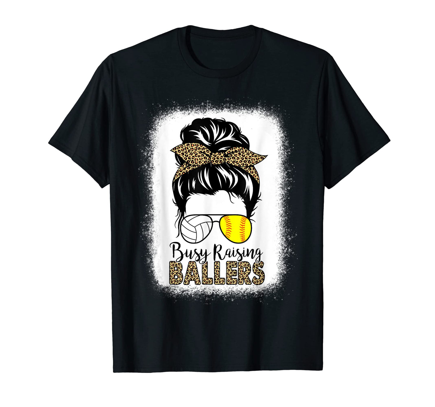 Volleyball And Softball Mom Messy Bun Busy T-Shirt - Trendy Graphic Unisex - T-Shirt, Sweatshirt, Hoodie