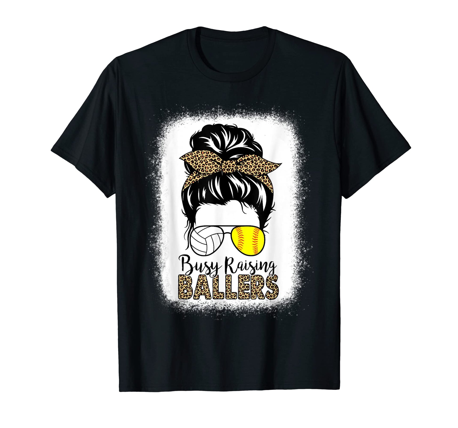 Volleyball And Softball Mom Messy Bun Busy T-Shirt - Trendy Graphic Unisex - T-Shirt, Sweatshirt, Hoodie