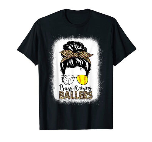 Volleyball And Softball Mom Messy Bun Busy T-Shirt - Trendy Graphic Unisex - T-Shirt, Sweatshirt, Hoodie