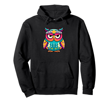 Colorful Kawaii Owl Star Headband Boho Hoodie - Minimalist Print Unisex - T-Shirt, Sweatshirt, Hoodie