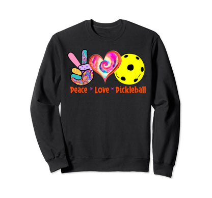 Peace Love Pickleball Sweatshirt - Fun Novelty Design for Adults - T-Shirt, Sweatshirt, Hoodie