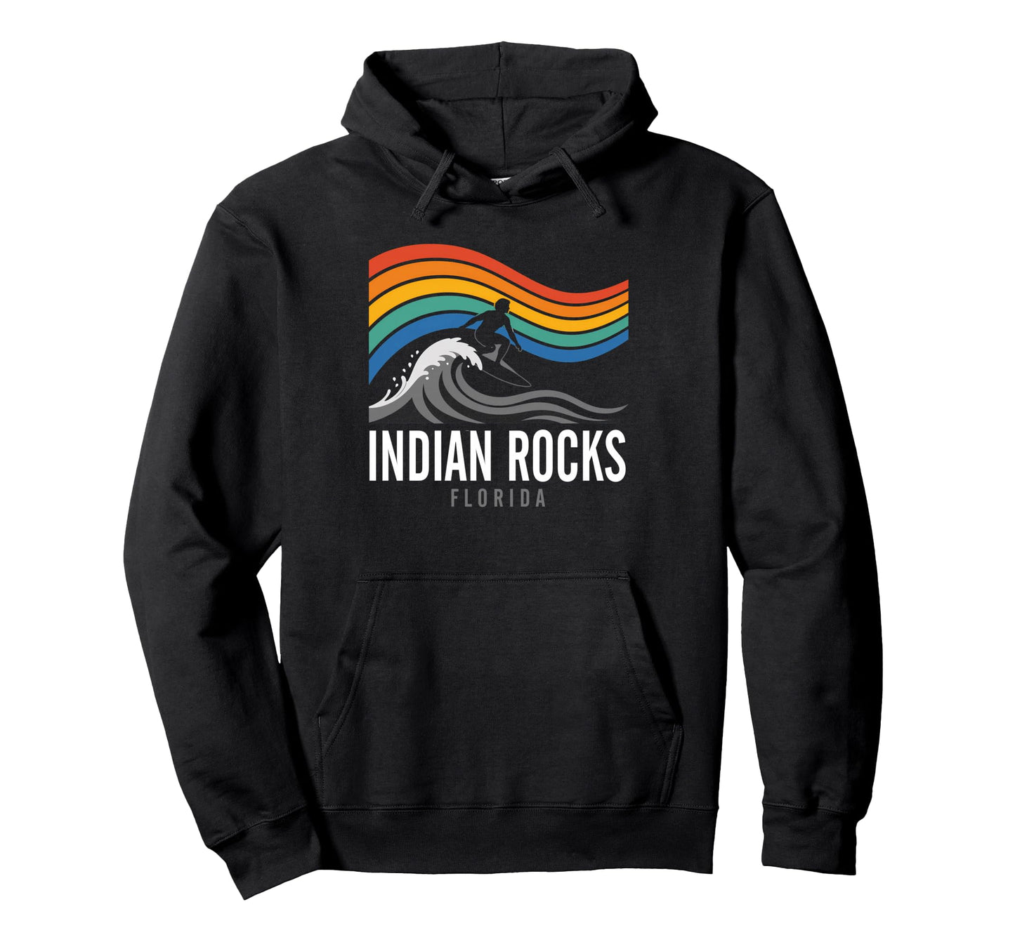 Indian Rocks Beach Florida Surfboarder Hoodie - Novelty Apparel for Adults - T-Shirt, Sweatshirt, Hoodie