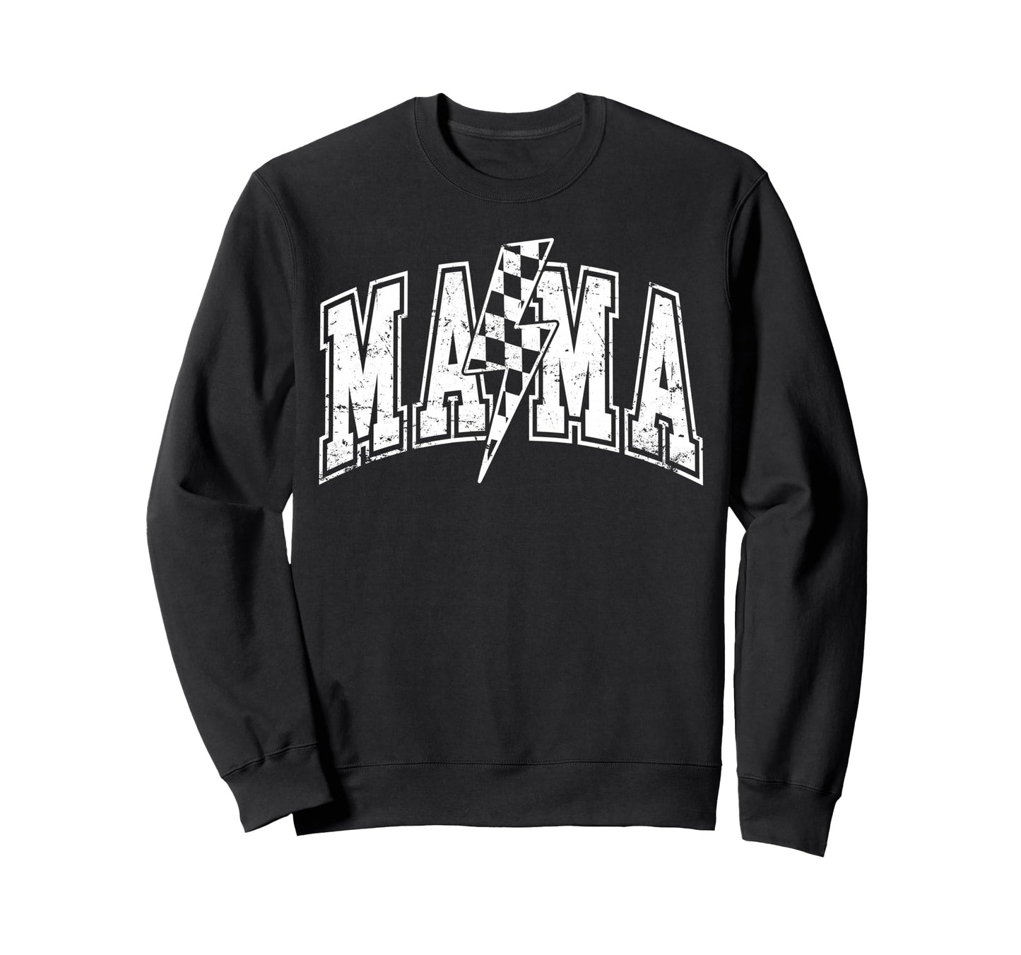 Mama Lightning Bolt Checkered Sweatshirt - Casual Everyday Wear Unisex - T-Shirt, Sweatshirt, Hoodie