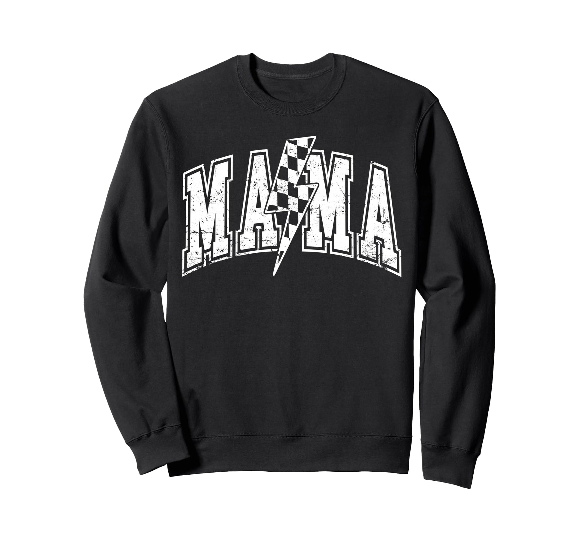 Mama Lightning Bolt Checkered Sweatshirt - Casual Everyday Wear Unisex - T-Shirt, Sweatshirt, Hoodie