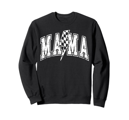 Mama Lightning Bolt Checkered Sweatshirt - Casual Everyday Wear Unisex - T-Shirt, Sweatshirt, Hoodie