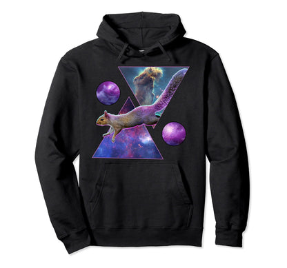 Vaporwave Squirrel Space Art Aesthetic Hoodie - Custom Art Print Men Women - T-Shirt, Sweatshirt, Hoodie