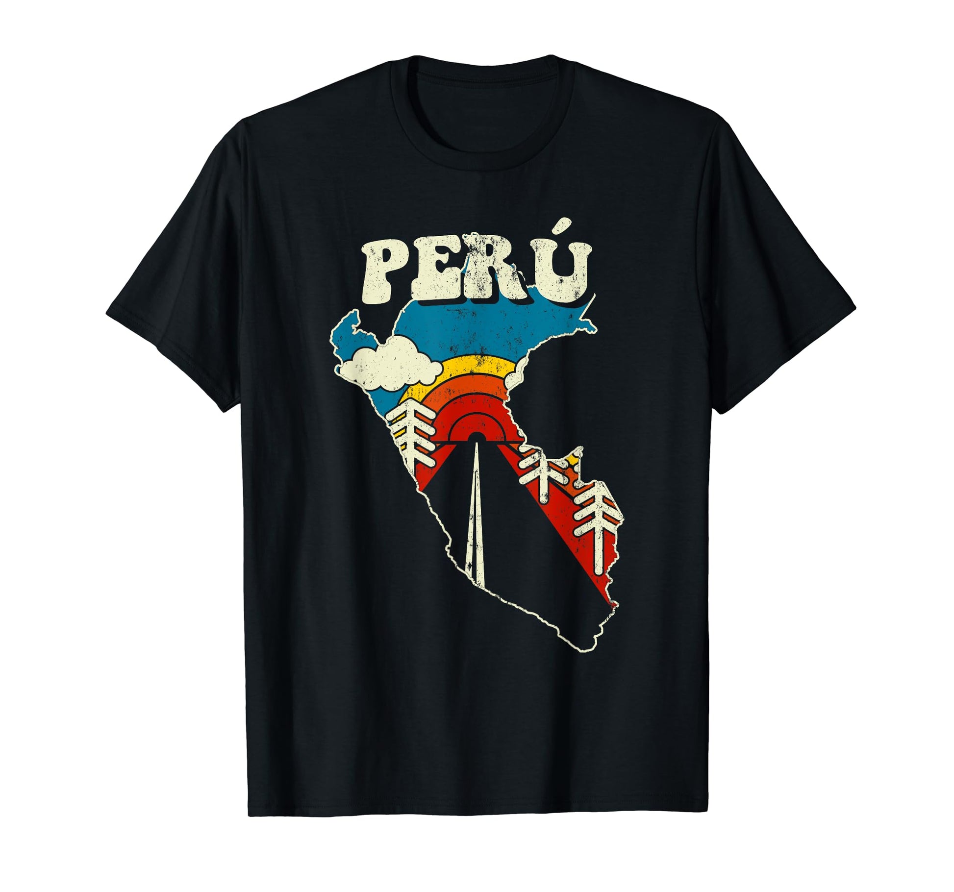 Per Peruvian Country Rainbow 70S Map T-Shirt - Aesthetic Graphic Men Women - T-Shirt, Sweatshirt, Hoodie