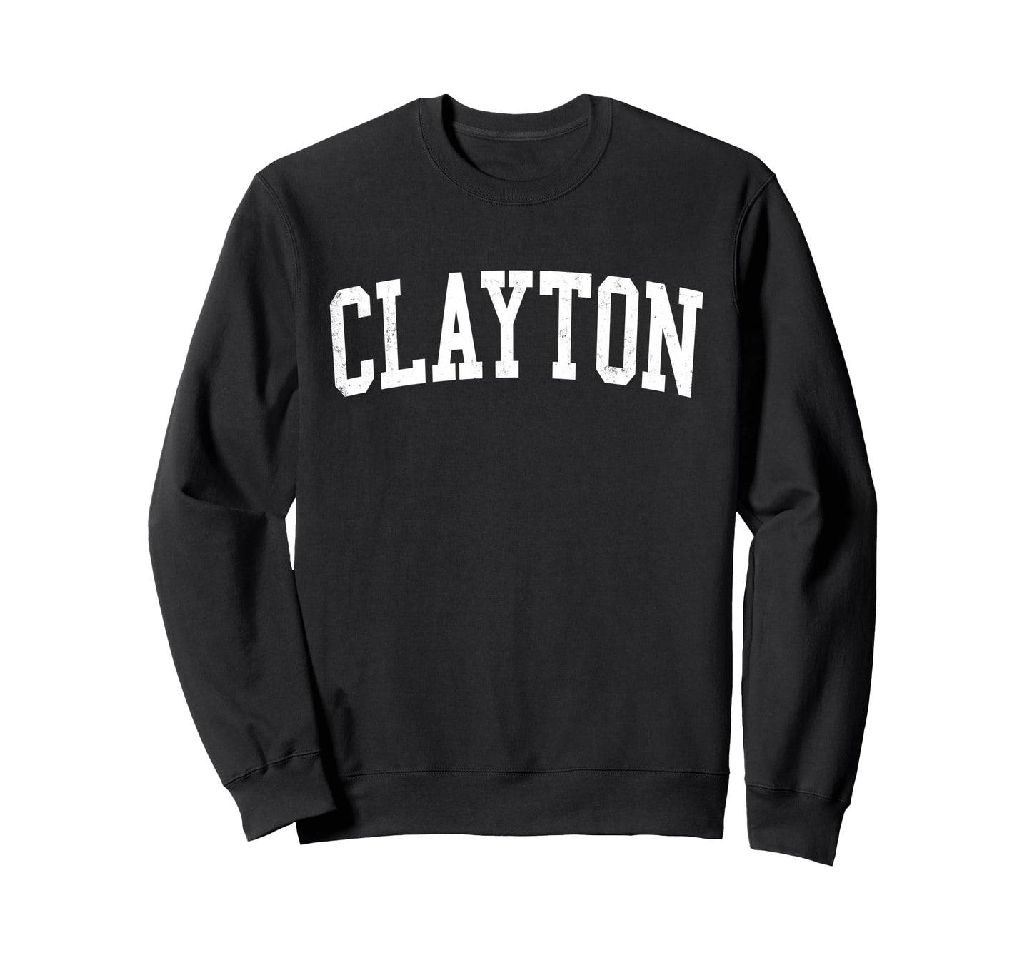 Clayton Nj Distressed White Varsity Sweatshirt - Novelty Apparel Men Women - T-Shirt, Sweatshirt, Hoodie