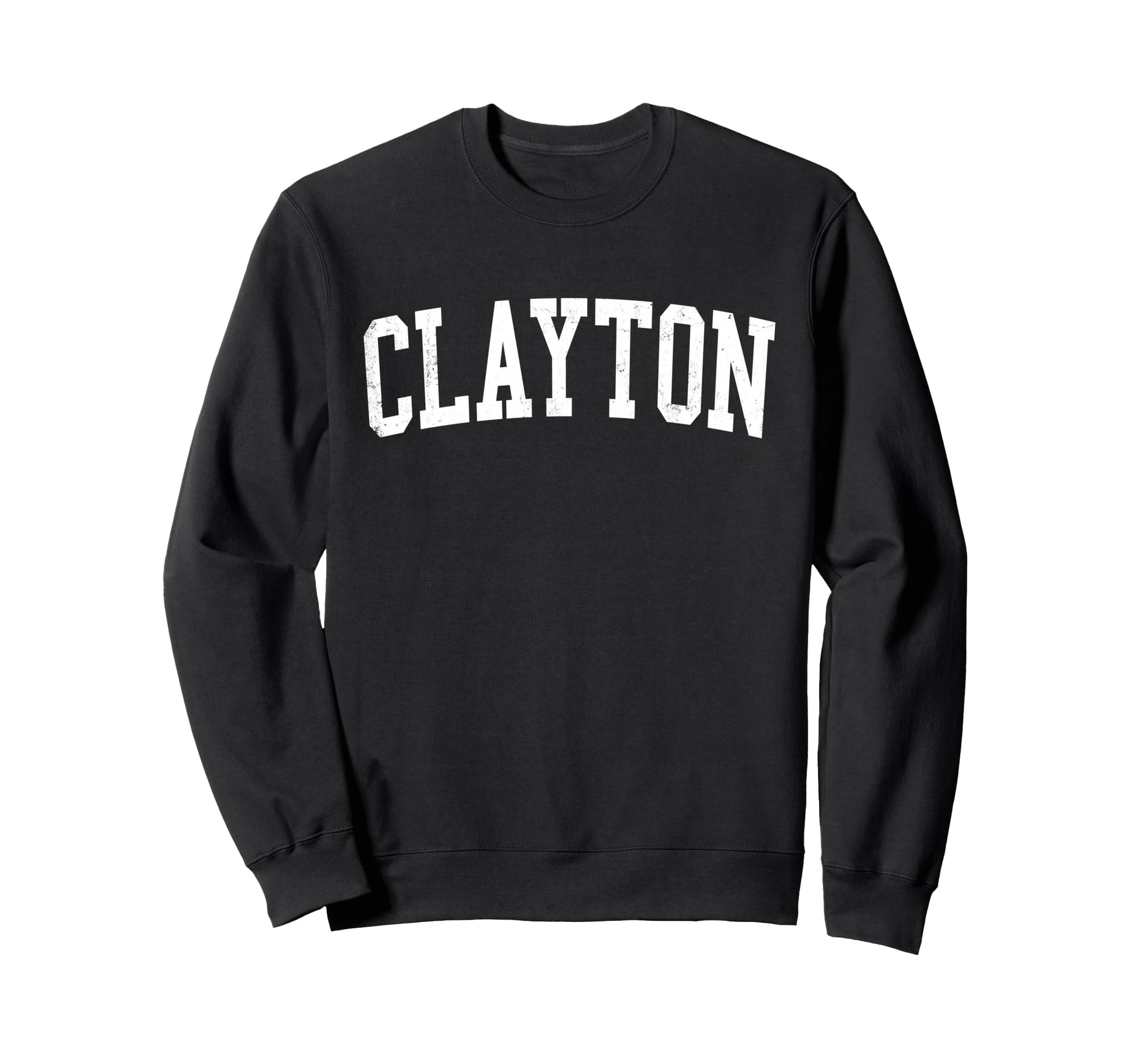 Clayton Nj Distressed White Varsity Sweatshirt - Novelty Apparel Men Women - T-Shirt, Sweatshirt, Hoodie
