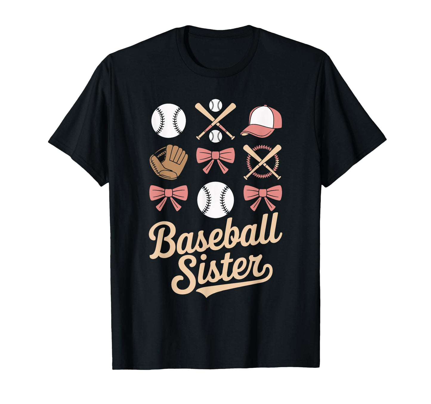 Baseball Sister Coquette Bows And T-Shirt - Minimalist Print Men Women - T-Shirt, Sweatshirt, Hoodie