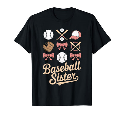 Baseball Sister Coquette Bows And T-Shirt - Minimalist Print Men Women - T-Shirt, Sweatshirt, Hoodie