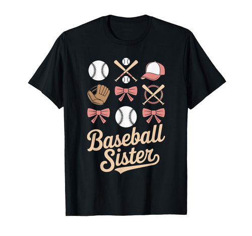 Baseball Sister Coquette Bows And T-Shirt - Minimalist Print Men Women - T-Shirt, Sweatshirt, Hoodie