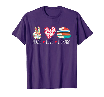 Peace Love Library School Librarian T-Shirt - Aesthetic Graphic for Adults - T-Shirt, Sweatshirt, Hoodie