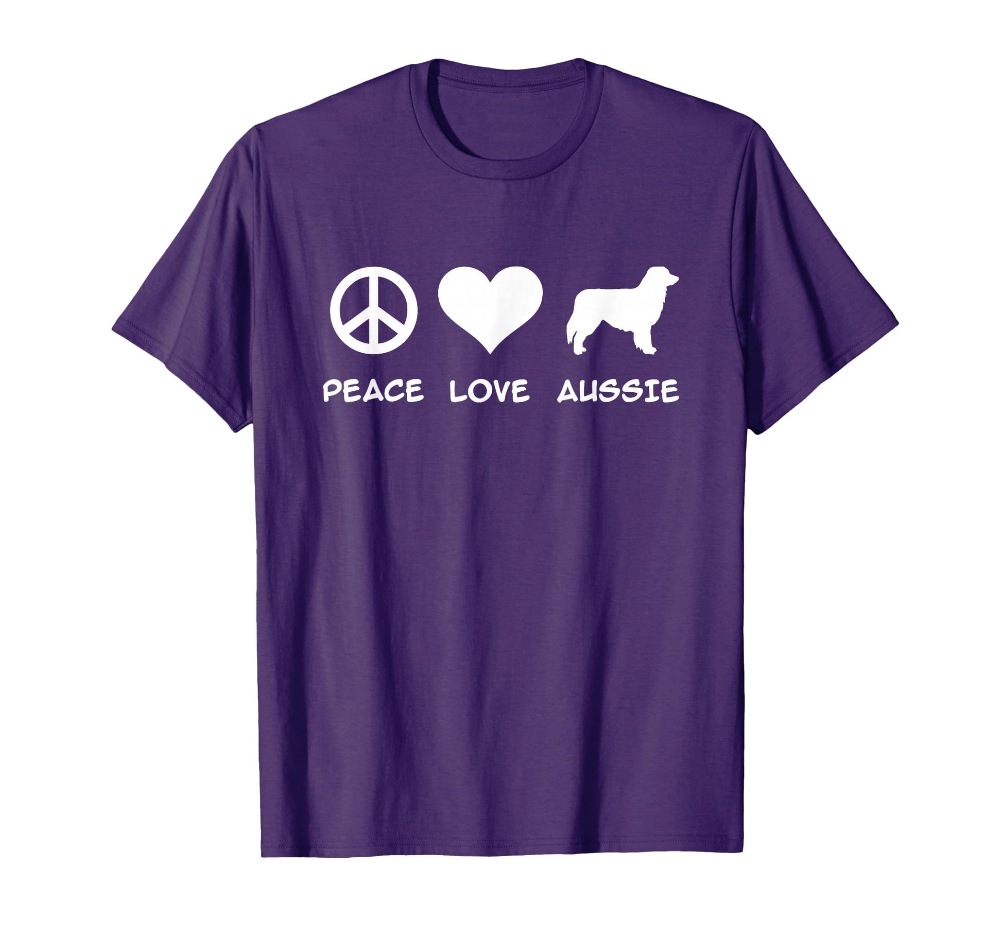 Peace Love Aussie Australian Shepherd T-Shirt - Custom Art Print Unisex - T-Shirt, Sweatshirt, Hoodie