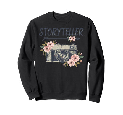 Photo Camera Flowers Sweatshirt - Casual Everyday Wear for Adults - T-Shirt, Sweatshirt, Hoodie