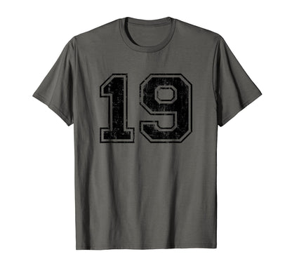 Number 19 Varsity Distressed Sport Team T-Shirt - Graphic Print Unisex - T-Shirt, Sweatshirt, Hoodie