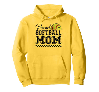Proud Softball Mom Sports Mothers Day Hoodie - Minimalist Print for Adults - T-Shirt, Sweatshirt, Hoodie
