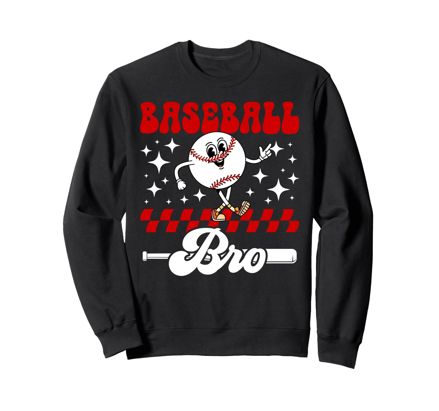 Baseball Bro Groovy Baseball Sweatshirt - Novelty Apparel for Adults - T-Shirt, Sweatshirt, Hoodie