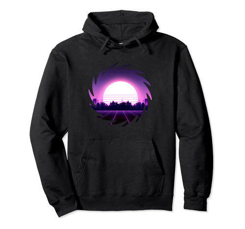 Vaporwave Aesthetic Sunset City Hoodie - Fun Novelty Design for Adults - T-Shirt, Sweatshirt, Hoodie