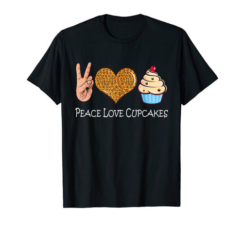 Cupcake Peace Leopard Love Peace Love T-Shirt - Graphic Print for Adults - T-Shirt, Sweatshirt, Hoodie