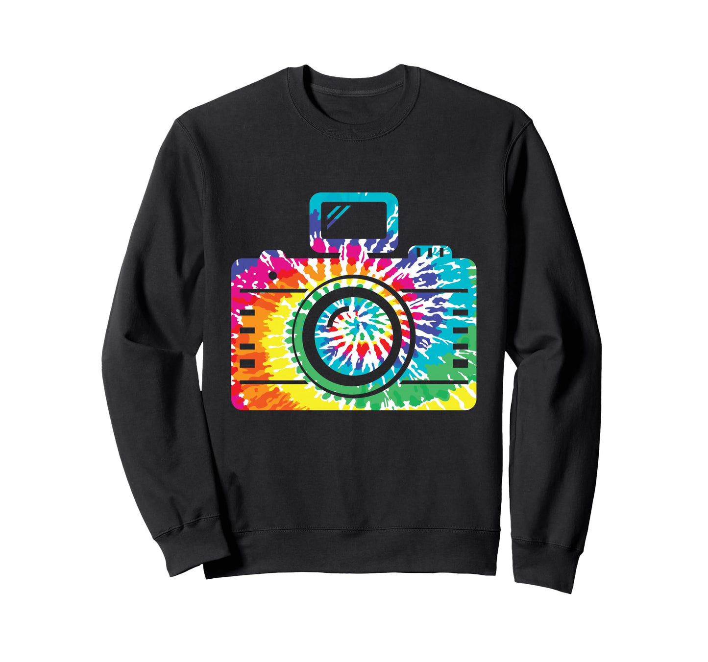 Fun Hippie Rainbow Camera Tie Dye Sweatshirt - Streetwear Style Men Women - T-Shirt, Sweatshirt, Hoodie