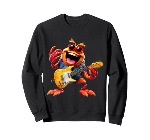 Rocking Crab Electric Guitar Player Sweatshirt - Fun Novelty Design Unisex - T-Shirt, Sweatshirt, Hoodie