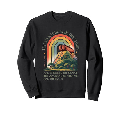 Noahs Ark Rainbow Christian Faith Sweatshirt - Casual Everyday Wear Unisex - T-Shirt, Sweatshirt, Hoodie